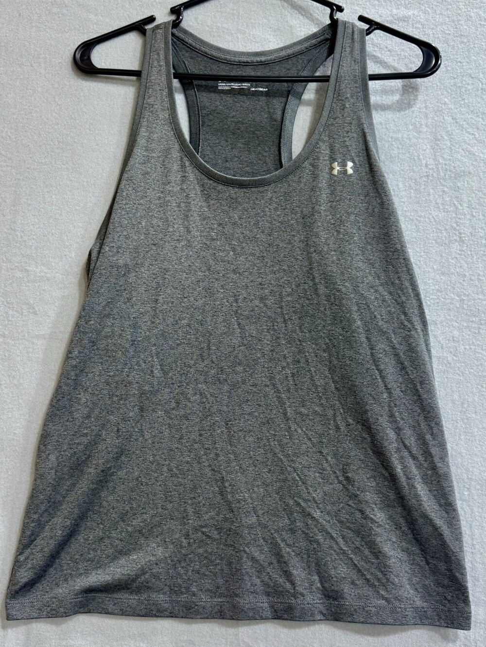 Under Armour HeatGear Gray Racerback Athletic Tank Top Women's Medium Loose